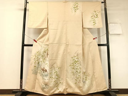 平和屋着物▼訪問着　手描き　鴨　暈し染め　正絹　逸品　CABF0561vp