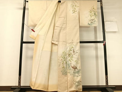 平和屋着物▼訪問着　手描き　鴨　暈し染め　正絹　逸品　CABF0561vp