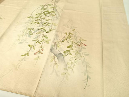 平和屋着物▼訪問着　手描き　鴨　暈し染め　正絹　逸品　CABF0561vp