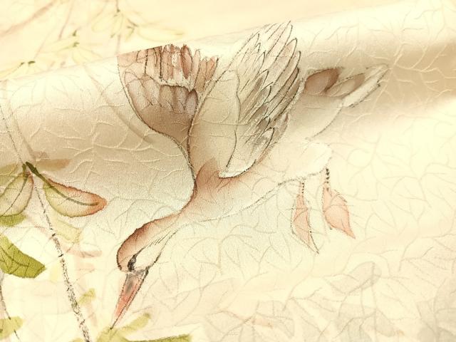 平和屋着物▼訪問着　手描き　鴨　暈し染め　正絹　逸品　CABF0561vp