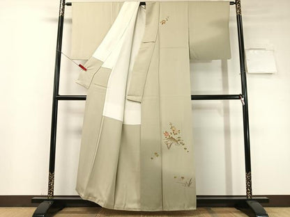 平和屋着物▼訪問着　駒刺繍　籬花文　暈し染め　金彩　正絹　逸品　CABF0563vp
