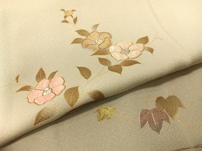 平和屋着物▼訪問着　駒刺繍　籬花文　暈し染め　金彩　正絹　逸品　CABF0563vp