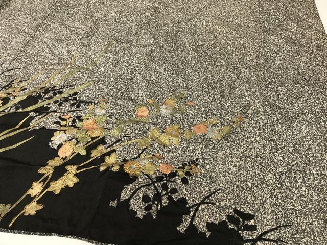 平和屋着物▼訪問着　刺繍　槍梅　シルエット　たたき染め　金彩　正絹　逸品　CABF0566vp