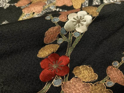 平和屋着物▼訪問着　刺繍　槍梅　シルエット　たたき染め　金彩　正絹　逸品　CABF0566vp