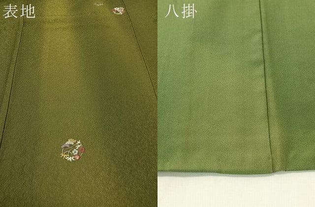 平和屋着物▼上質な小紋　総刺繍　檜扇花丸文　金糸　正絹　逸品　CABF0578vp
