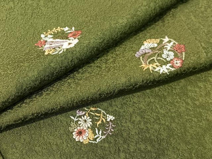 平和屋着物▼上質な小紋　総刺繍　檜扇花丸文　金糸　正絹　逸品　CABF0578vp