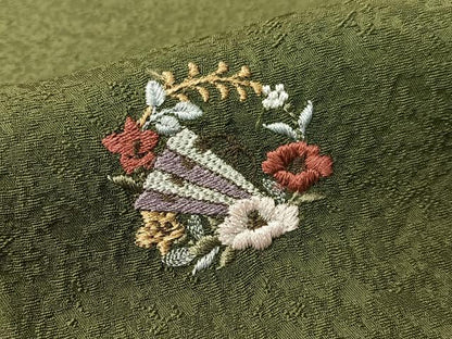 平和屋着物▼上質な小紋　総刺繍　檜扇花丸文　金糸　正絹　逸品　CABF0578vp