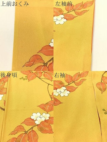 平和屋着物▼上質な小紋　手描き　枝花文　鬼しぼ縮緬　正絹　逸品　CABF0603vp