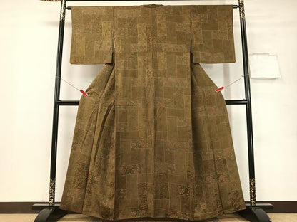 平和屋着物▼上質な小紋　地紋起こし　花唐草吉祥文　正絹　逸品　CABF0612vp