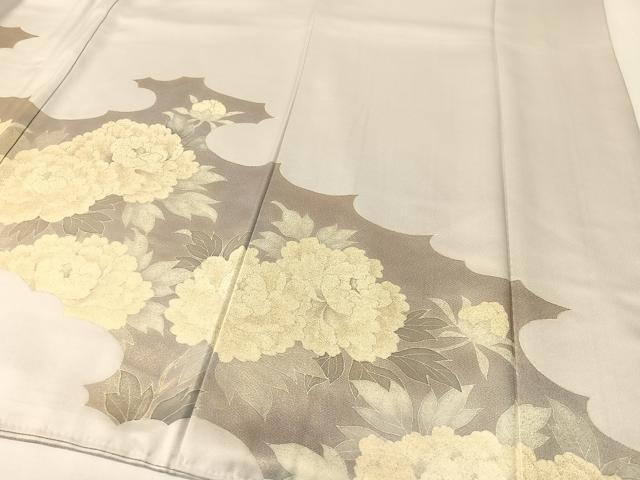 平和屋着物▼豪華色留袖 駒刺繍 雲取り牡丹文 金彩 正絹 逸品 CABF0667vp