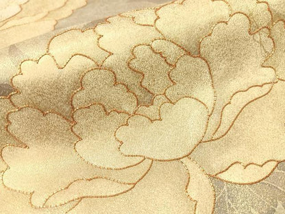 平和屋着物▼豪華色留袖 駒刺繍 雲取り牡丹文 金彩 正絹 逸品 CABF0667vp