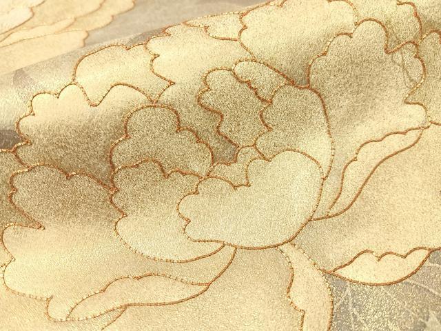平和屋着物▼豪華色留袖 駒刺繍 雲取り牡丹文 金彩 正絹 逸品 CABF0667vp