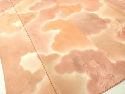 平和屋着物▼上質な小紋 地紋起こし 雲取り花文 暈し染め 正絹 逸品 CABF0677vp