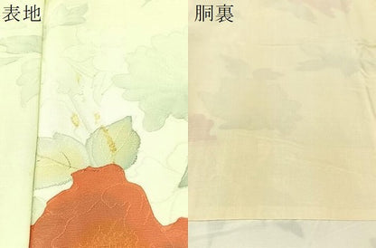 平和屋着物▼上質な小紋 地紋起こし 草花文 正絹 逸品 CABF0678vp