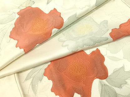 平和屋着物▼上質な小紋 地紋起こし 草花文 正絹 逸品 CABF0678vp