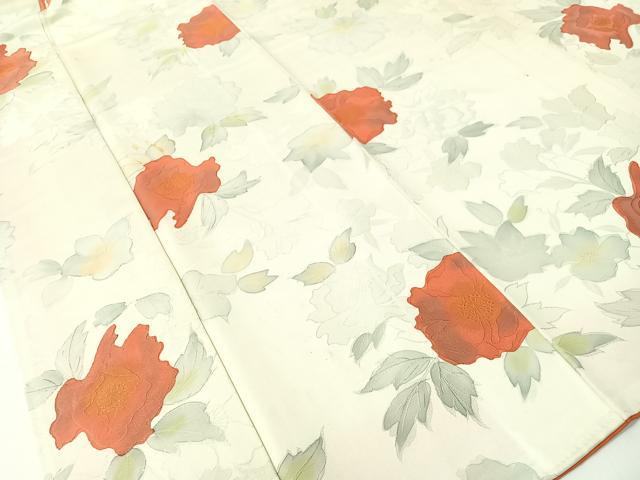 平和屋着物▼上質な小紋 地紋起こし 草花文 正絹 逸品 CABF0678vp