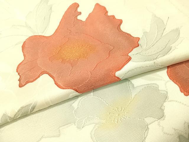 平和屋着物▼上質な小紋 地紋起こし 草花文 正絹 逸品 CABF0678vp