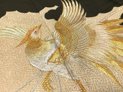 平和屋着物▼豪華黒留袖 総刺繍 雲取り鳳凰文 金彩 正絹 逸品 CABF0688vp
