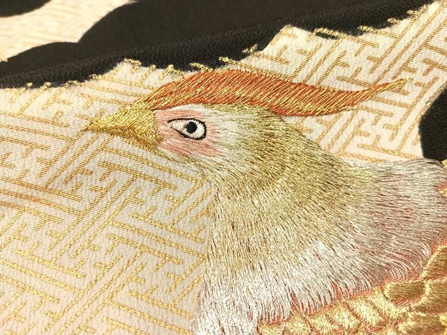 平和屋着物▼豪華黒留袖 総刺繍 雲取り鳳凰文 金彩 正絹 逸品 CABF0688vp