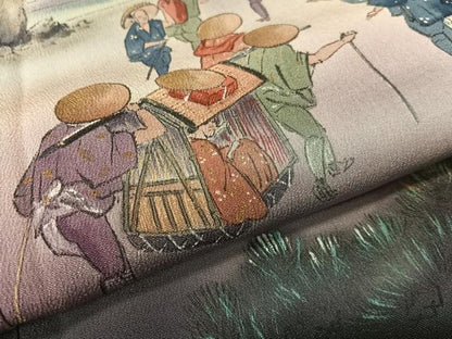 平和屋着物▼豪華黒留袖 樹巧 手描き 人物風景文 暈し染め 金彩 正絹 逸品 CABF0689vp