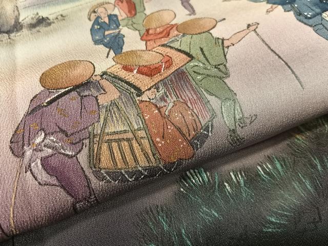 平和屋着物▼豪華黒留袖 樹巧 手描き 人物風景文 暈し染め 金彩 正絹 逸品 CABF0689vp
