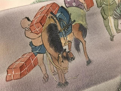 平和屋着物▼豪華黒留袖 樹巧 手描き 人物風景文 暈し染め 金彩 正絹 逸品 CABF0689vp