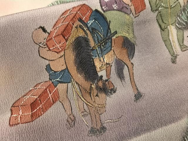平和屋着物▼豪華黒留袖 樹巧 手描き 人物風景文 暈し染め 金彩 正絹 逸品 CABF0689vp
