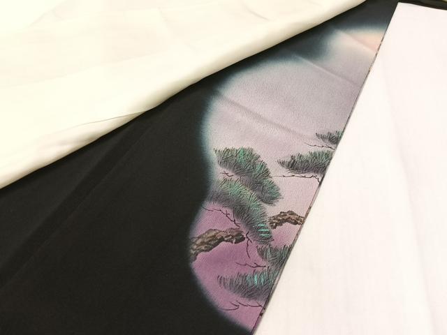 平和屋着物▼豪華黒留袖 樹巧 手描き 人物風景文 暈し染め 金彩 正絹 逸品 CABF0689vp