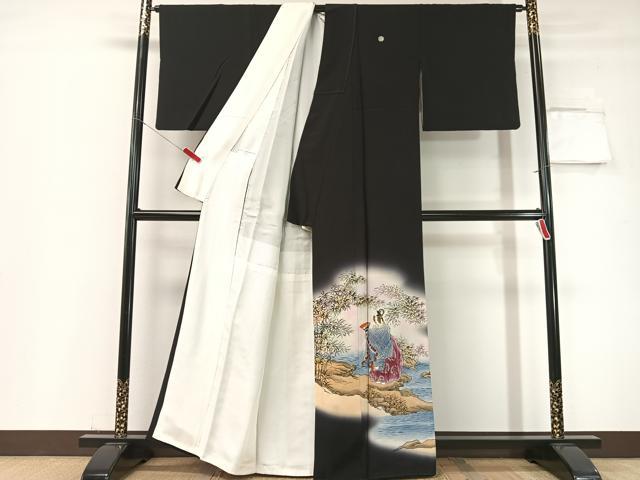 平和屋着物▼豪華黒留袖　作家物　手描き　能楽　金彩　正絹　逸品　CABF0691vp