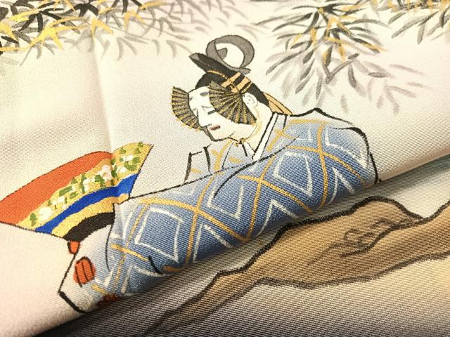 平和屋着物▼豪華黒留袖　作家物　手描き　能楽　金彩　正絹　逸品　CABF0691vp