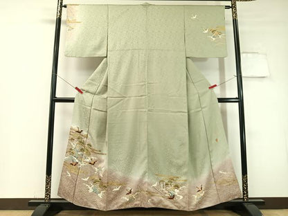 平和屋着物▼木村吉章 訪問着 飛鶴浜松文 暈し染め 金彩 正絹 逸品 CABF0694vp