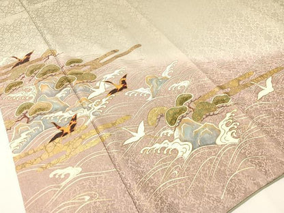 平和屋着物▼木村吉章 訪問着 飛鶴浜松文 暈し染め 金彩 正絹 逸品 CABF0694vp
