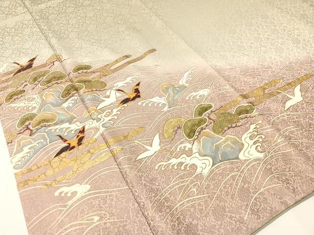 平和屋着物▼木村吉章 訪問着 飛鶴浜松文 暈し染め 金彩 正絹 逸品 CABF0694vp