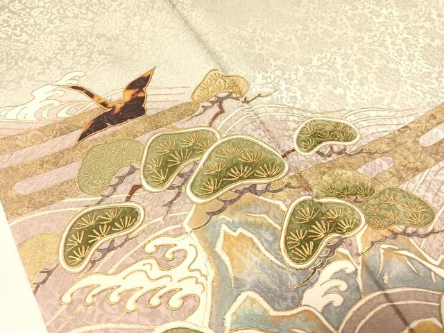 平和屋着物▼木村吉章 訪問着 飛鶴浜松文 暈し染め 金彩 正絹 逸品 CABF0694vp