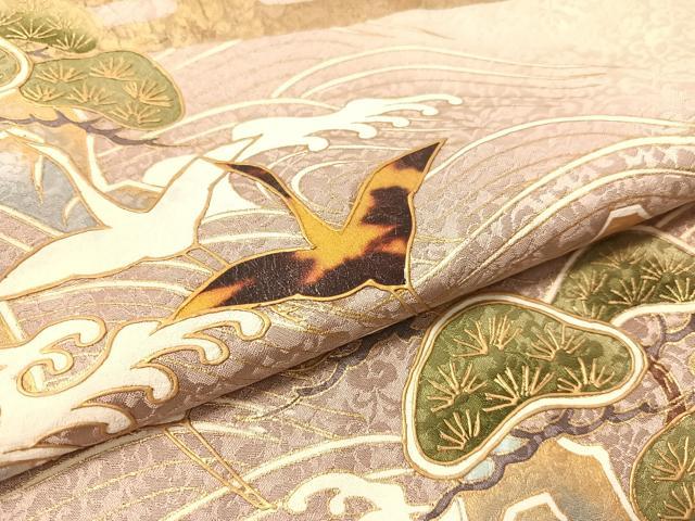 平和屋着物▼木村吉章 訪問着 飛鶴浜松文 暈し染め 金彩 正絹 逸品 CABF0694vp