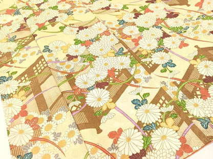 平和屋着物▼豪華振袖　吉祥花文　扇面金通し地　正絹　逸品　CABF0704vp