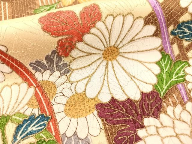 平和屋着物▼豪華振袖　吉祥花文　扇面金通し地　正絹　逸品　CABF0704vp