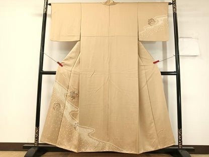 平和屋着物▼中国三大刺繍 スワトウ刺繍 総刺繍 訪問着 絞り 花丸文 銀糸 正絹 逸品 CABF0705vp