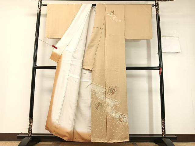平和屋着物▼中国三大刺繍 スワトウ刺繍 総刺繍 訪問着 絞り 花丸文 銀糸 正絹 逸品 CABF0705vp