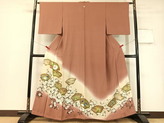 平和屋着物▼豪華色留袖 手描き 地紙花文 暈し染め 金彩 正絹 逸品 未使用 CABF0706vp