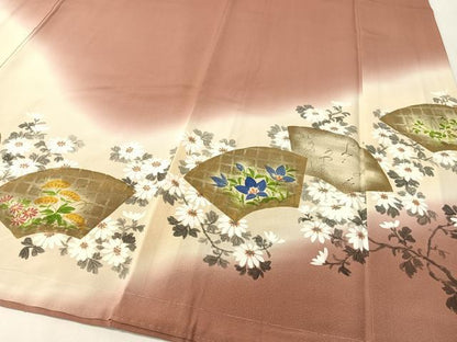 平和屋着物▼豪華色留袖 手描き 地紙花文 暈し染め 金彩 正絹 逸品 未使用 CABF0706vp