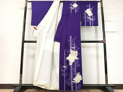 平和屋着物▼訪問着 駒刺繍 絞り 松皮菱笹花文 金彩 正絹 逸品 CABF0709vp