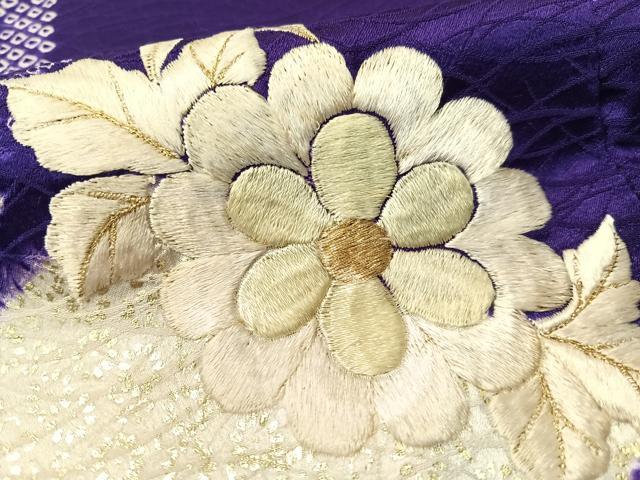 平和屋着物▼訪問着 駒刺繍 絞り 松皮菱笹花文 金彩 正絹 逸品 CABF0709vp