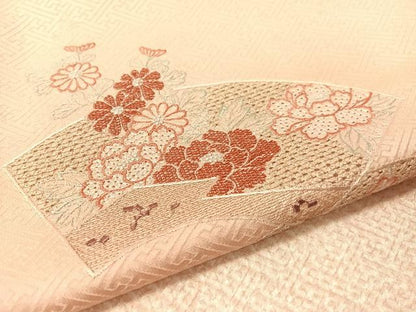 平和屋着物▼中国三大刺繍　スワトウ刺繍　総刺繍　訪問着　絞り　地紙花文　金彩　正絹　逸品　CABF0718vp
