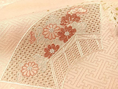 平和屋着物▼中国三大刺繍　スワトウ刺繍　総刺繍　訪問着　絞り　地紙花文　金彩　正絹　逸品　CABF0718vp