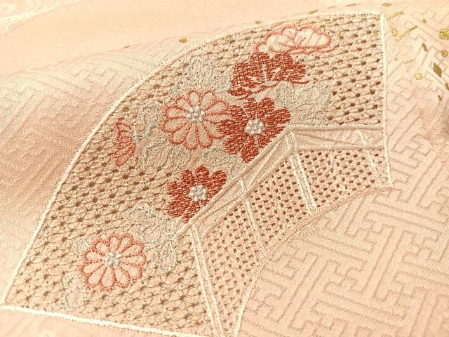 平和屋着物▼中国三大刺繍　スワトウ刺繍　総刺繍　訪問着　絞り　地紙花文　金彩　正絹　逸品　CABF0718vp