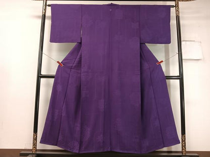 平和屋着物▼上質な色無地 吉祥地紋 葡萄色 正絹 逸品 CABF0722vp