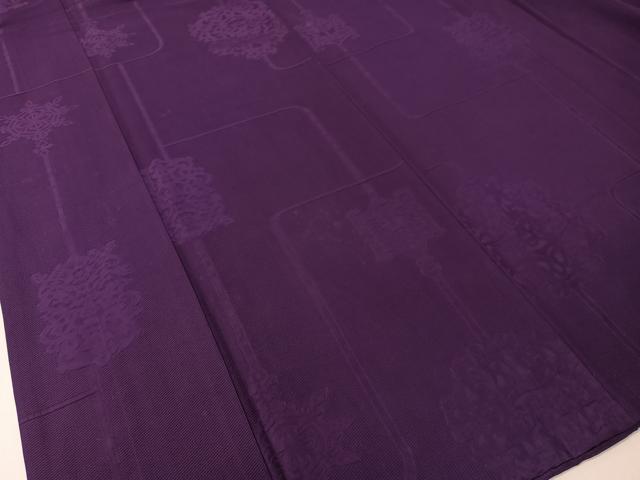 平和屋着物▼上質な色無地 吉祥地紋 葡萄色 正絹 逸品 CABF0722vp