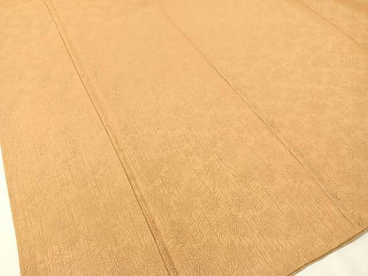 平和屋着物▼上質な色無地 笹竹地紋 小麦色 正絹 逸品 CABF0729vp