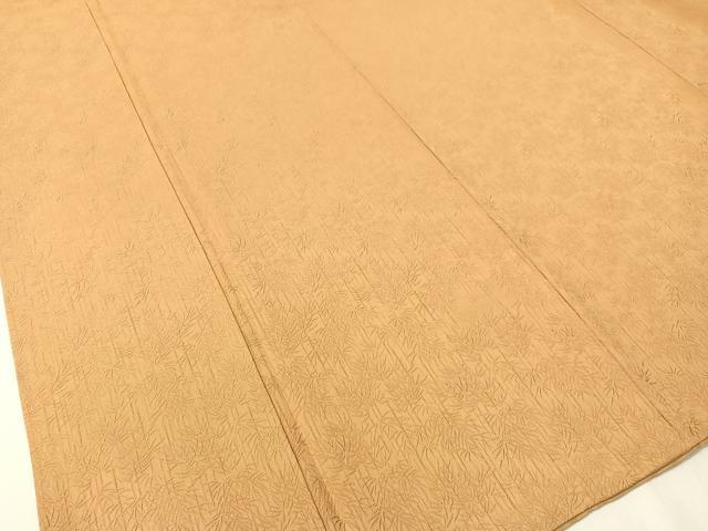 平和屋着物▼上質な色無地 笹竹地紋 小麦色 正絹 逸品 CABF0729vp